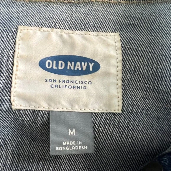 Old Navy Denim Jacket Womens Medium Dark Wash Stretch Trucker Jean Jacket 3745 - Picture 2 of 8